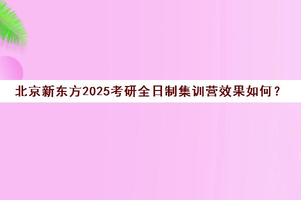 北京新东方2025考研全日制集训营效果如何？集训课程靠谱吗？